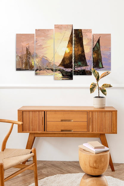 Deniz Manzarası 5 Parçalı Mdf Tablo 60 x 100