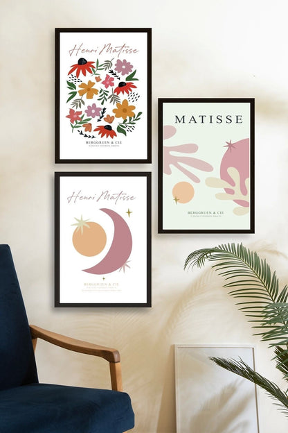 Matisse Üçlü Ahşap Çerçeveli Tablo 40 x 60