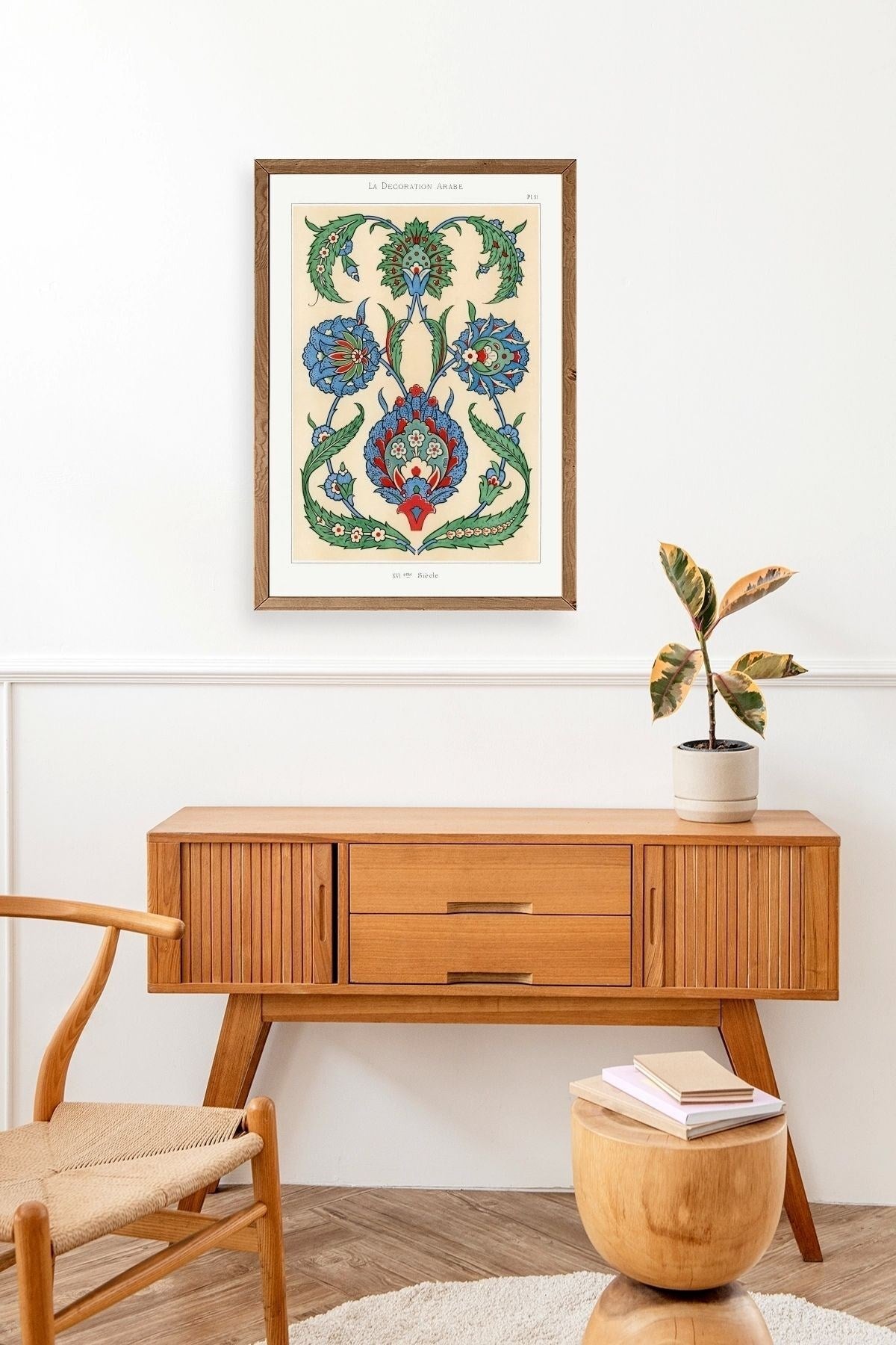 Çini Motif Pano Ahşap Çerçeveli Tablo 50 x 70