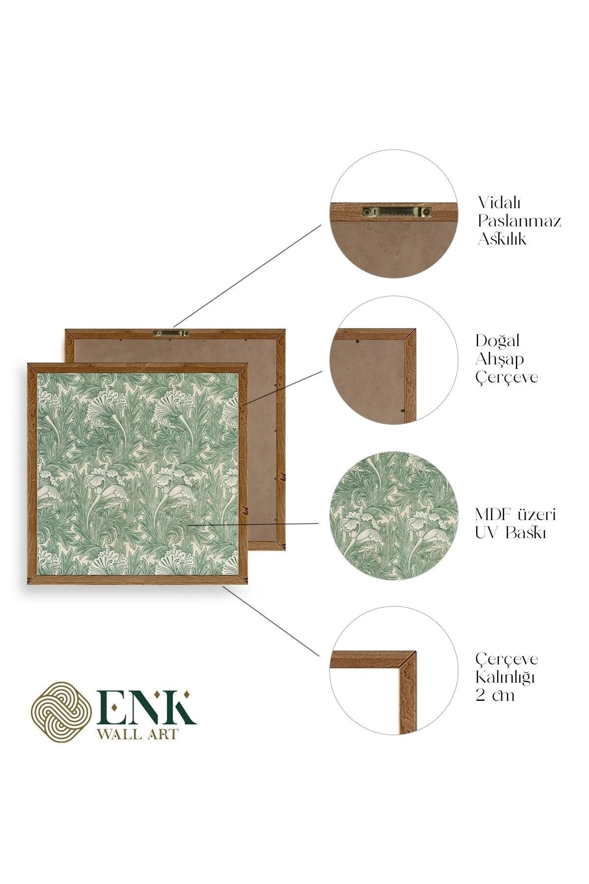 Çiçek Ahşap Çerçeveli Tablo 23 x 23