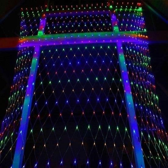 BUFFER® 1x2 Metre Dekoratif File Ağ Perde 192 LED 8 Animasyonlu Farklı Işık Modu RGB Fişli