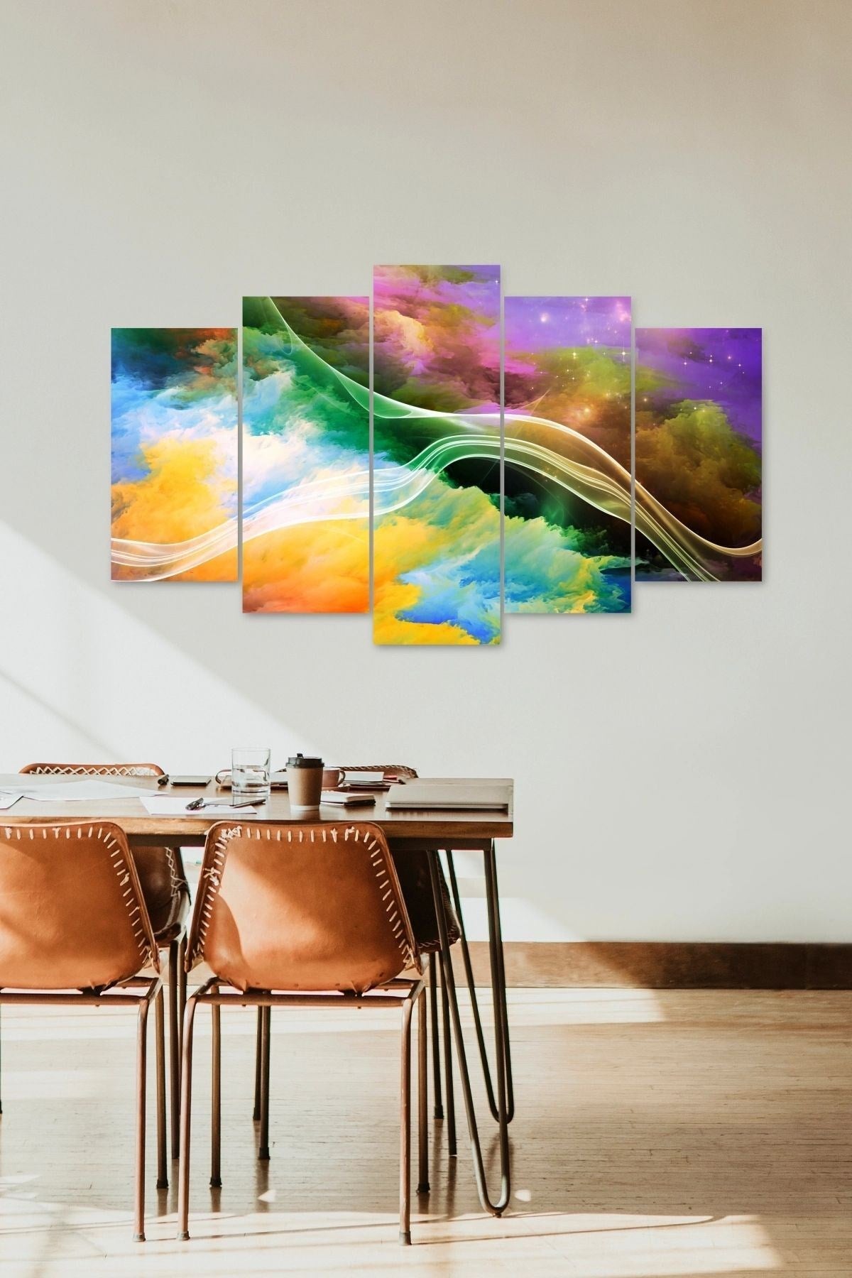 Manzara Doğa Retro 5 Parçalı Mdf Tablo 60 x 100