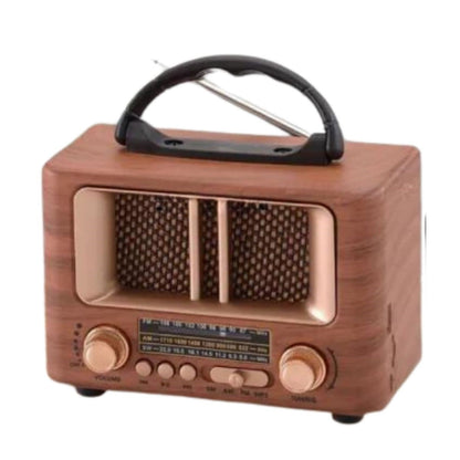 BUFFER® Küçük Mini Boy Retro Ahşap Tasarım Bluetooth Hoparlörlü Radyo – FM/AM Destekli, Şarjlı ve Taşınabilir Radyo NS-8108