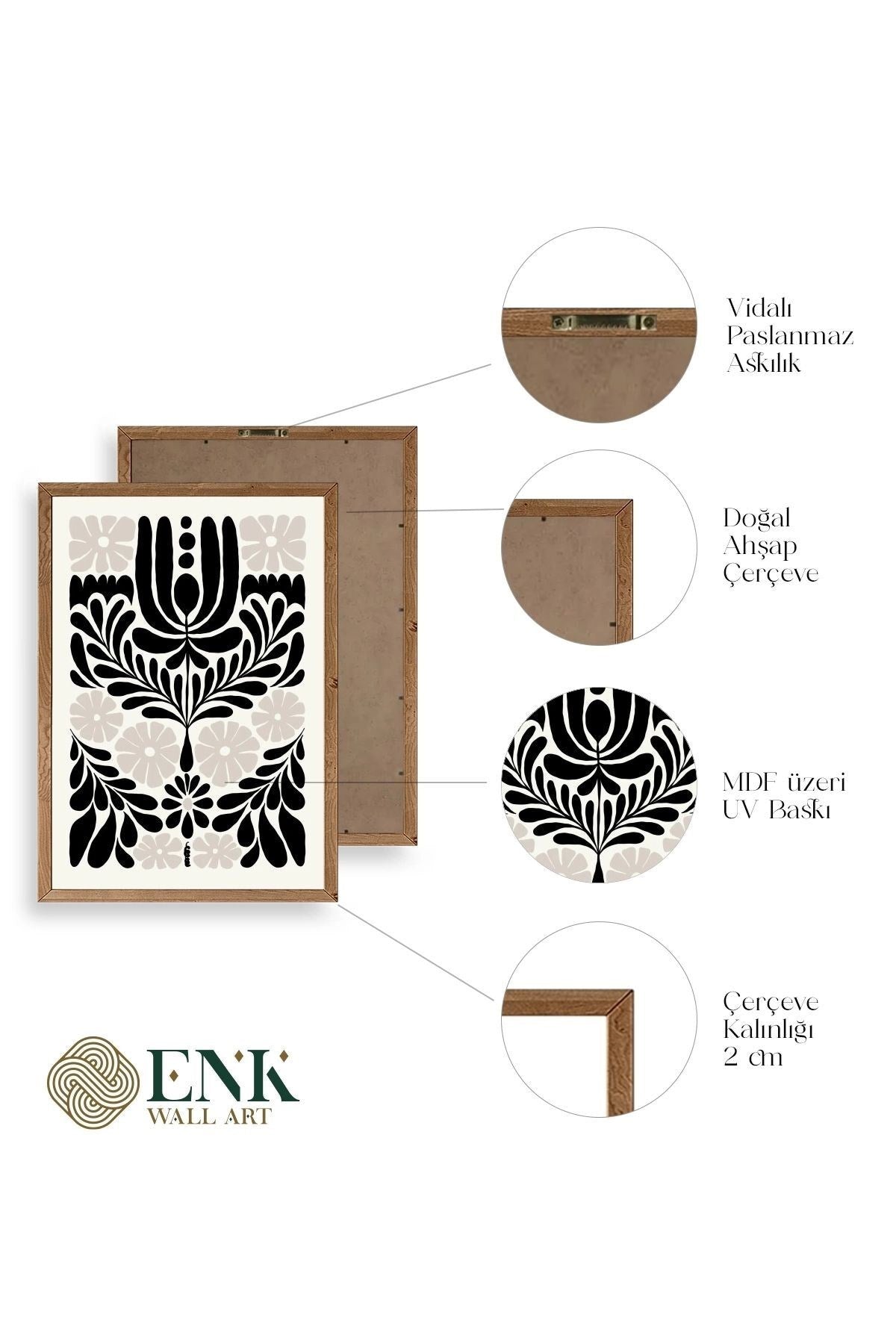 Çiçek Ahşap Çerçeveli Tablo 30 x 42