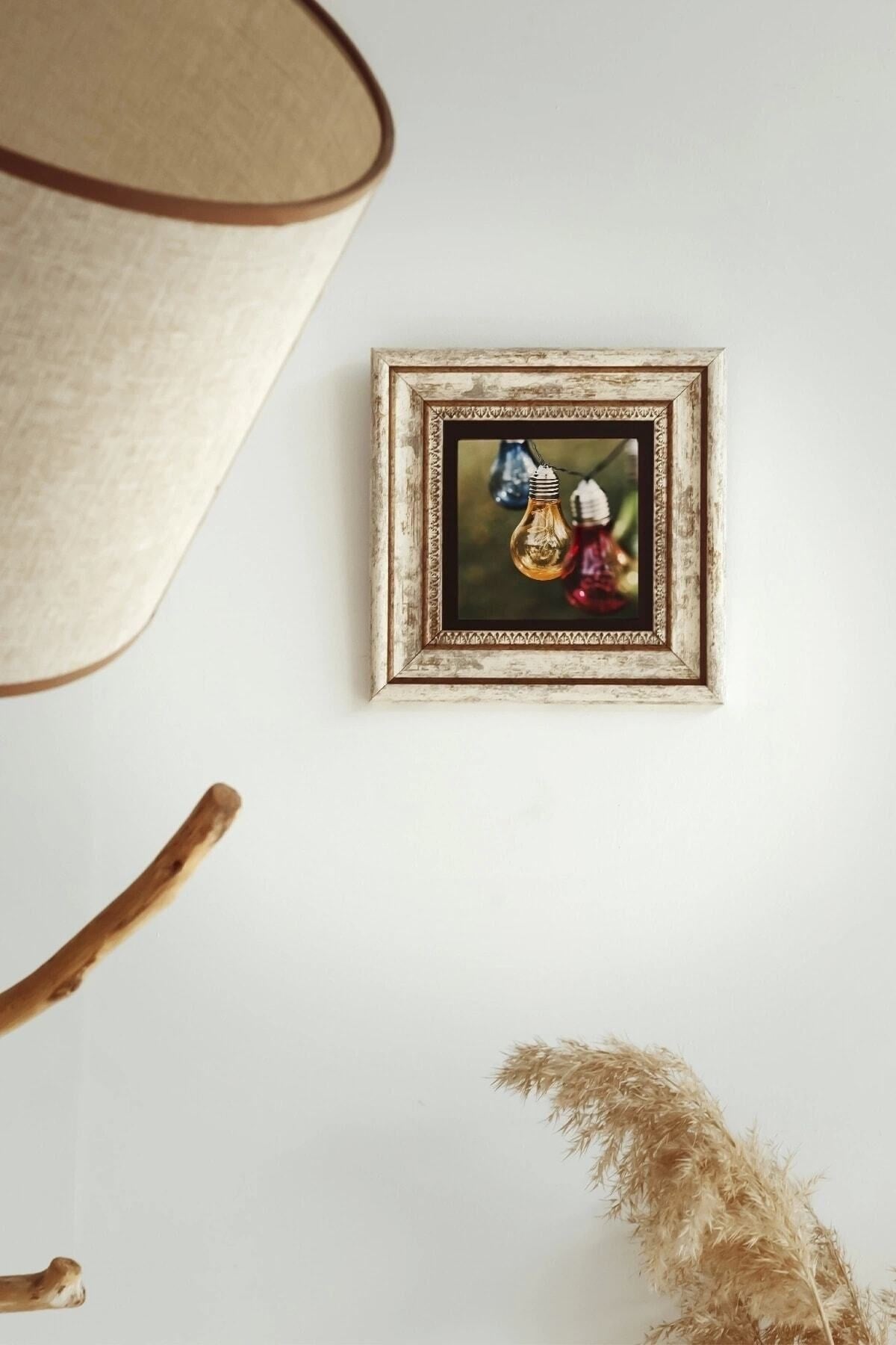 Lambalar Çerçeveli Taş Tablo , Çerçeveli Taş Duvar Dekoru-enkcrcvtbl-00188 20 cm