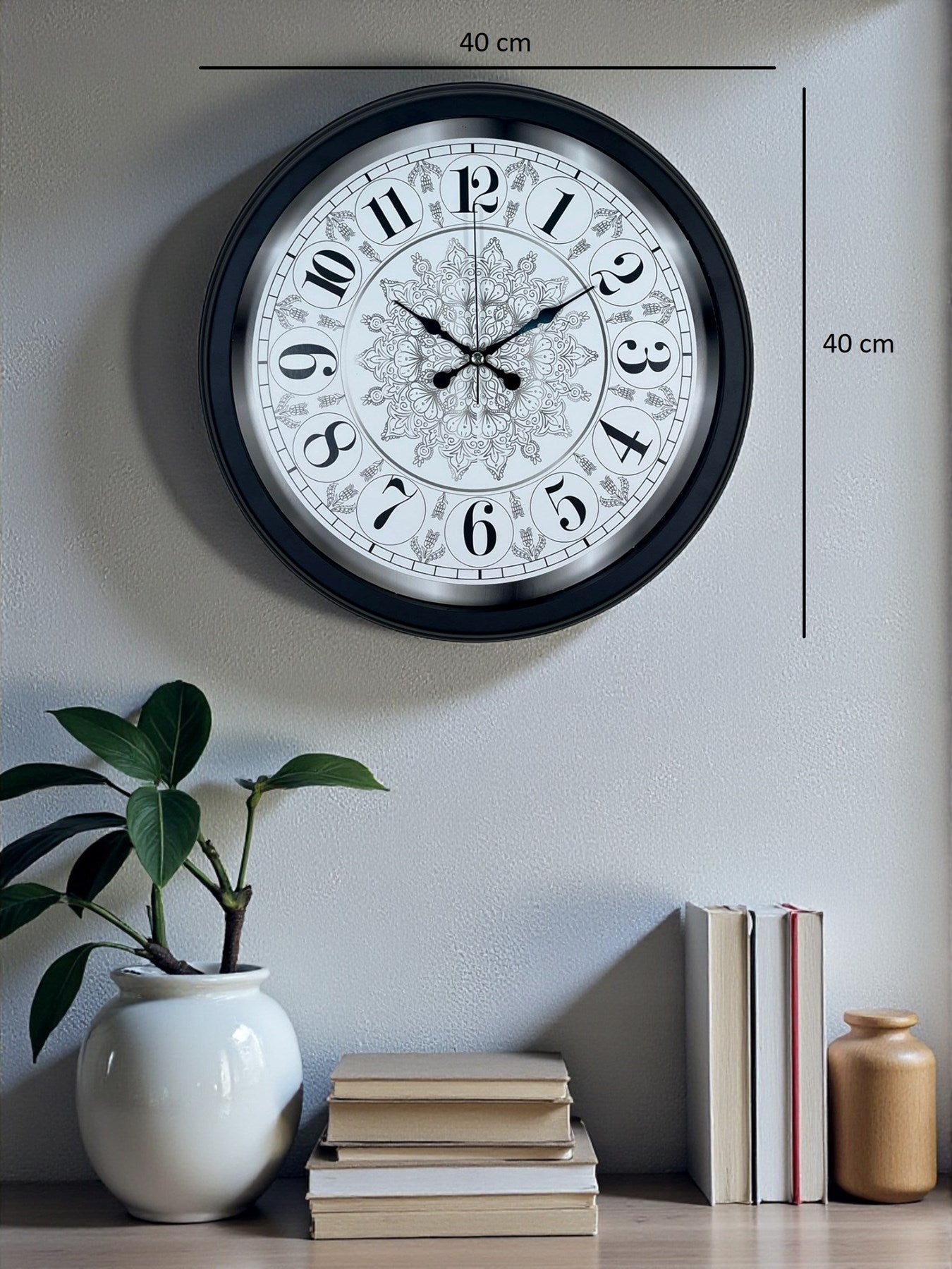 Zentime Şaheser Tasarım Zarif Desenli 40 cm Metal Duvar Saati