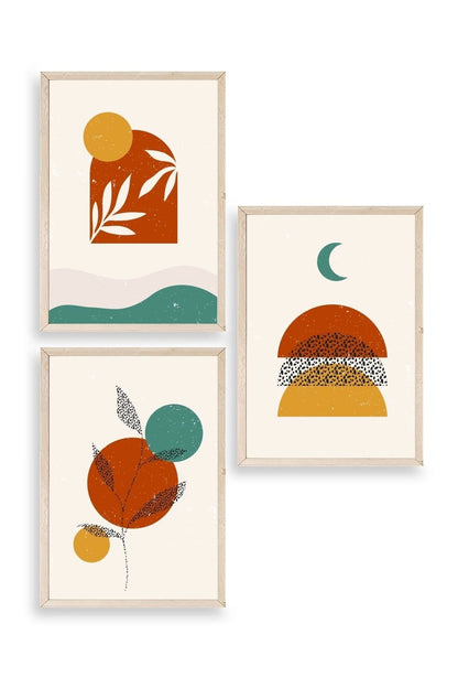 Manzara Üçlü Ahşap Çerçeveli Tablo 23 x 30