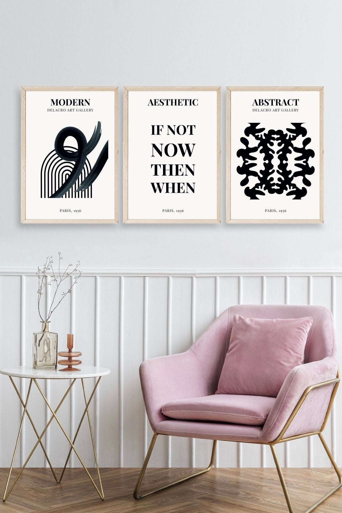 Modern Üçlü Ahşap Çerçeveli Tablo 40 x 60