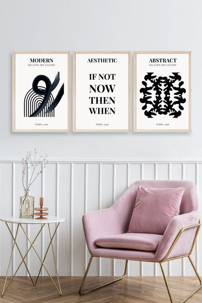 Modern Üçlü Ahşap Çerçeveli Tablo 40 x 60