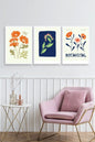 Botanik Üçlü Ahşap Çerçeveli Tablo 50 x 70