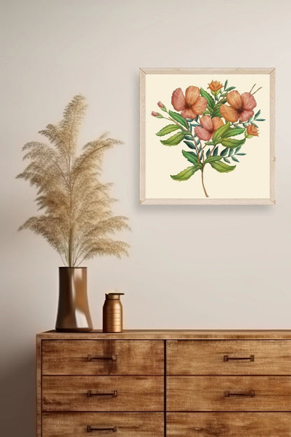 Çiçek Ahşap Çerçeveli Tablo 42 x 42