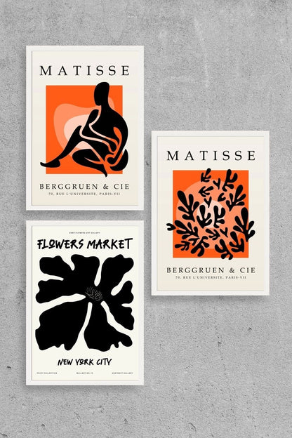 Matisse Üçlü Ahşap Çerçeveli Tablo 30 x 40