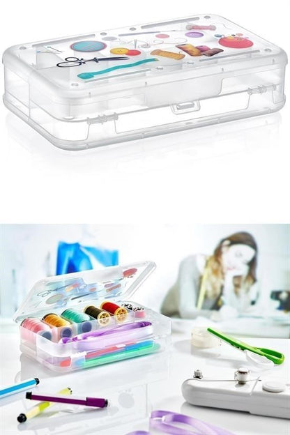 BUFFER® Çift Taraflı Bölmeli Hobi Dikiş Kutusu Ardunio Malzeme Kutusu