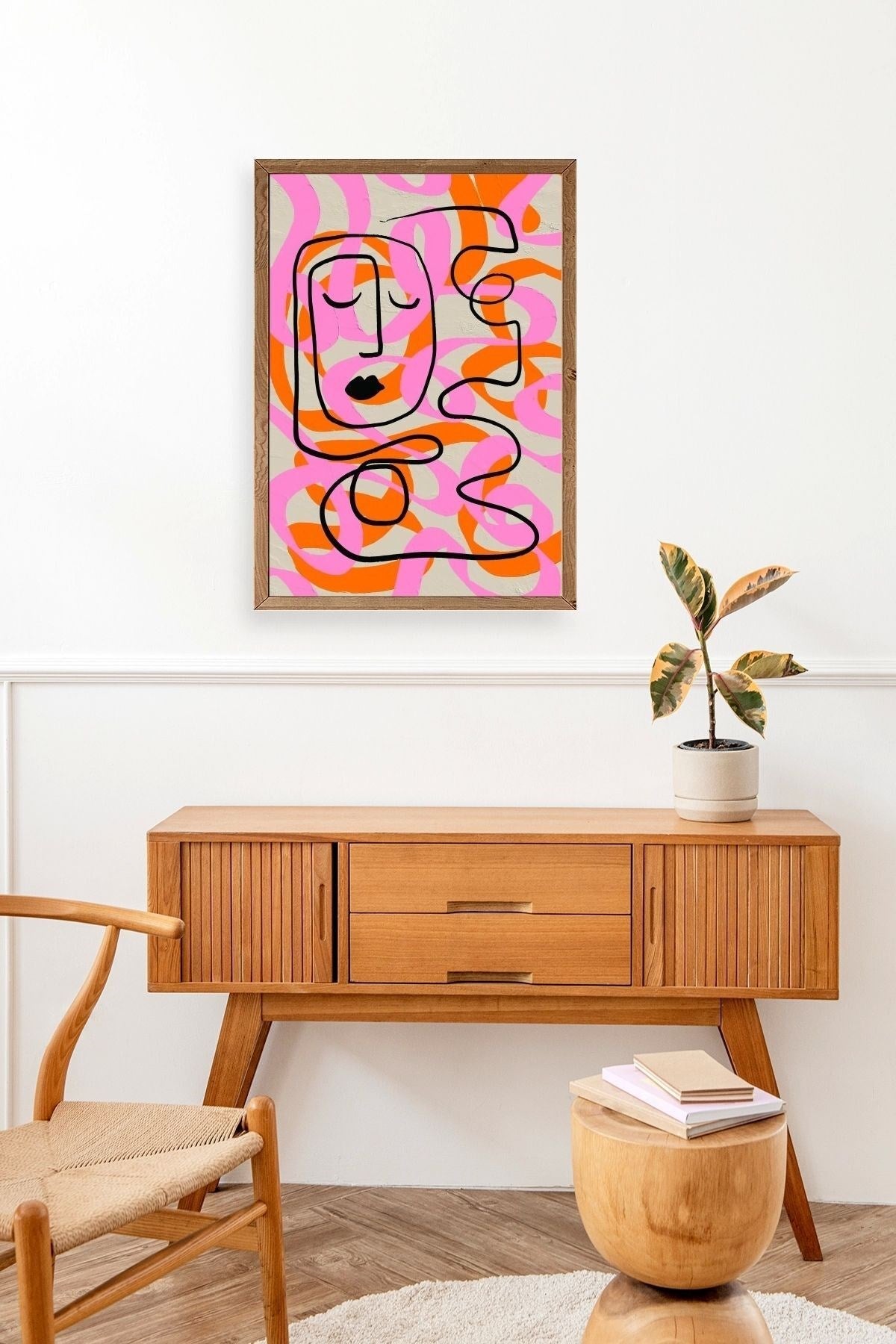 Soyut Ahşap Çerçeveli Tablo 23 x 30