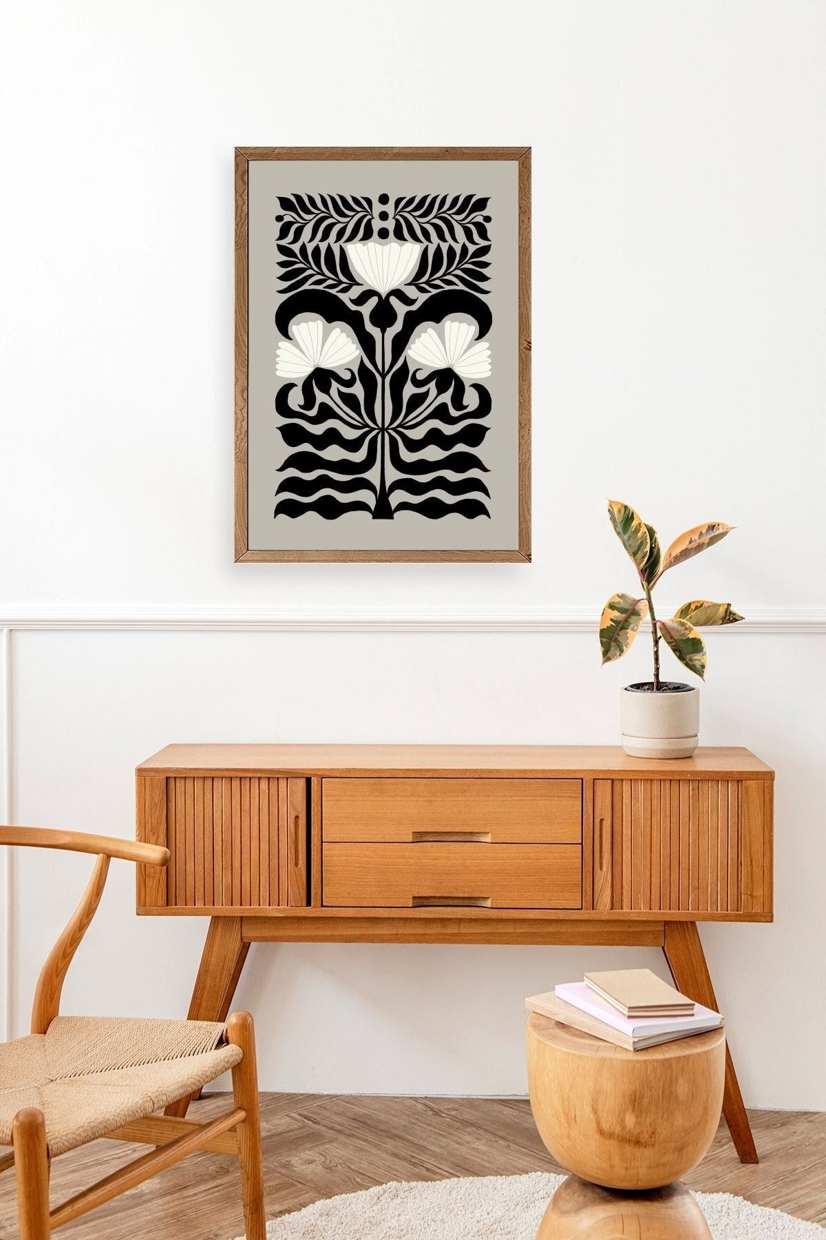 Çiçek Ahşap Çerçeveli Tablo 17 x 23