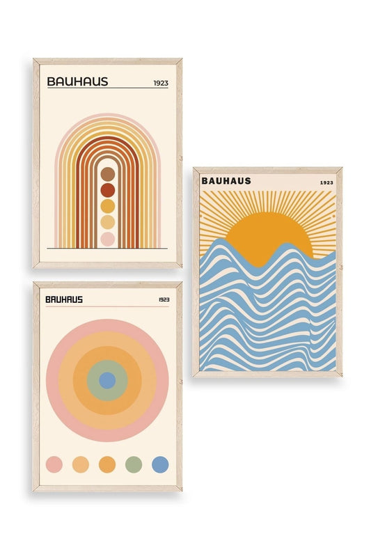 Bauhaus Üçlü Ahşap Çerçeveli Tablo 40 x 60