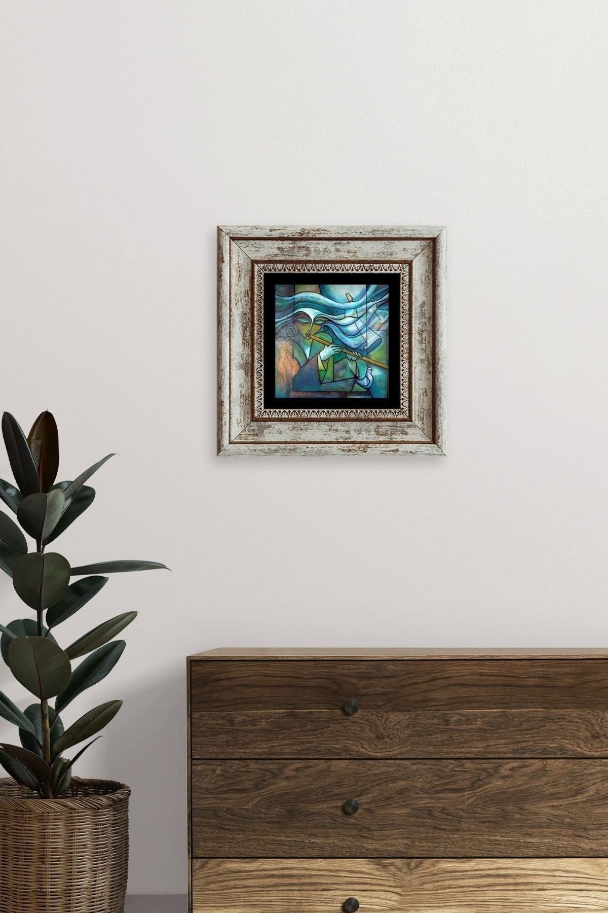 Soyut Çerçeveli Taş Tablo 20 cm