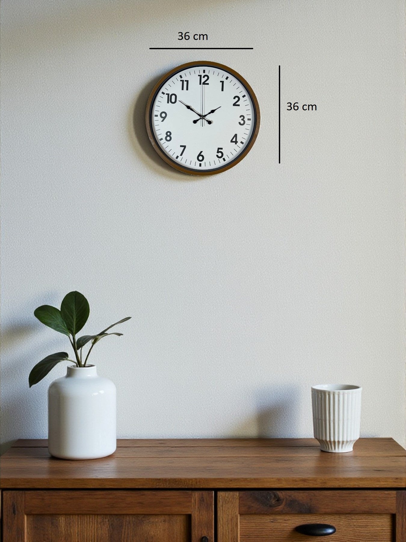 Zentime 36 Cm Kahverengi Dekoratif Duvar Saati