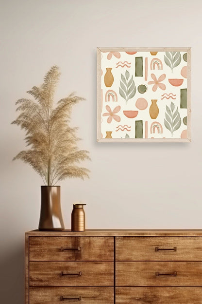 Yaprak Ahşap Çerçeveli Tablo 50 x 50