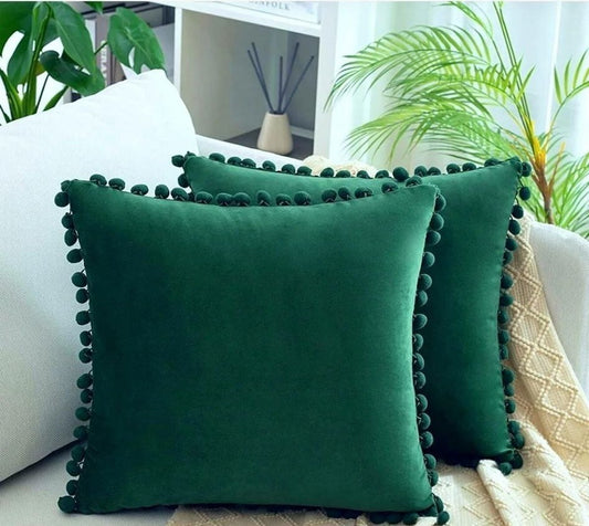 2'li ponponlu kırlent kılıf seti 40 x 40