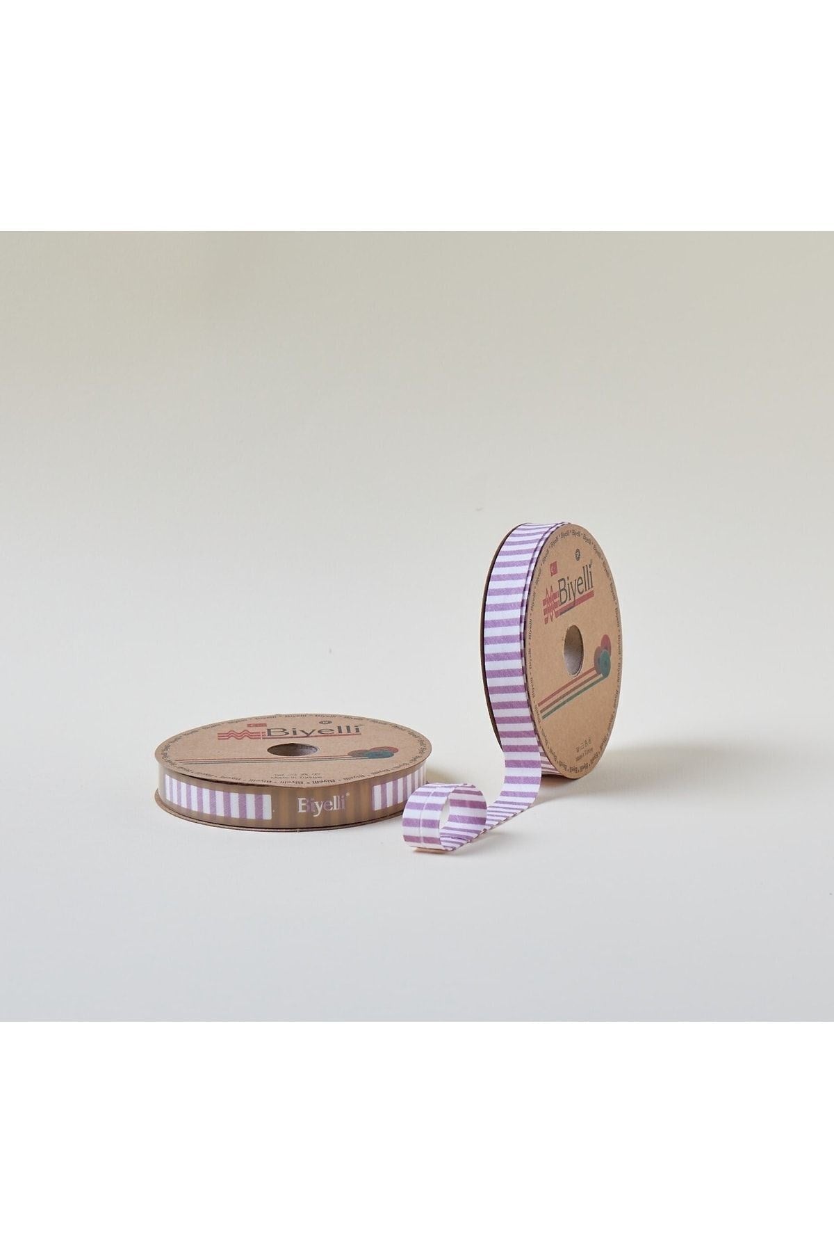 Biye Kalın Çizgili Katlı F07 Gül Kurusu 2 cm 25 Metre %65 Koton %35 Polyester