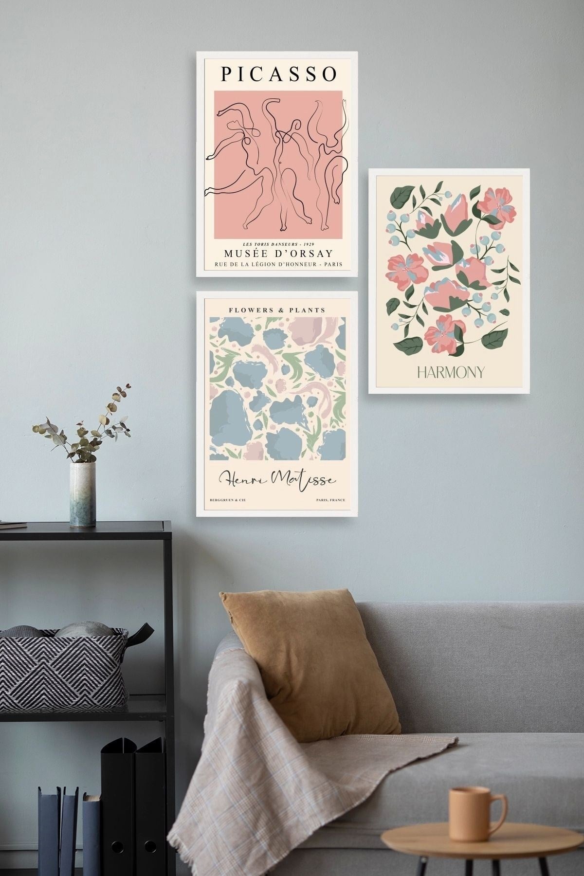 Ünlü Tablolar Üçlü Ahşap Çerçeveli Tablo 50 x 70