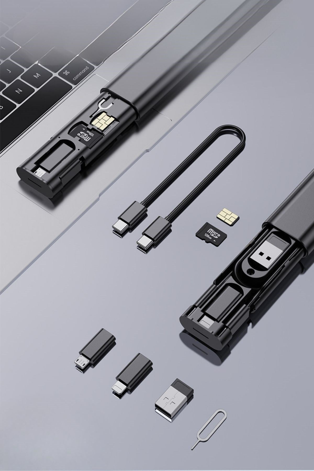 BUFFER® Cep Tipi 60W Bas Aç Type-C,İphone Şarj,Micro USB Hızlı Şarj Data Kablo Seti