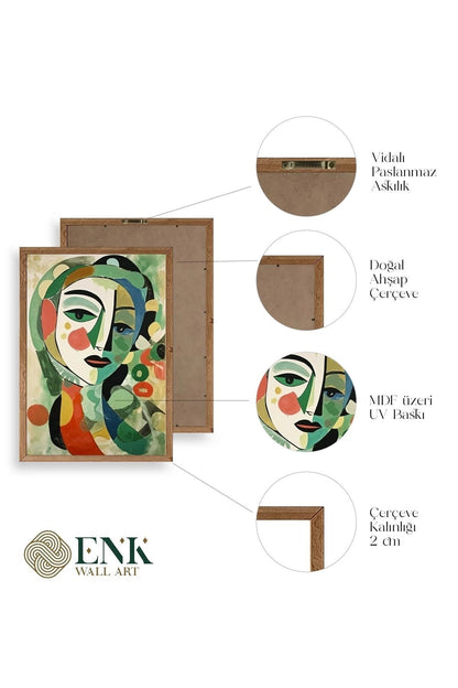 Soyut Ahşap Çerçeveli Tablo 50 x 70