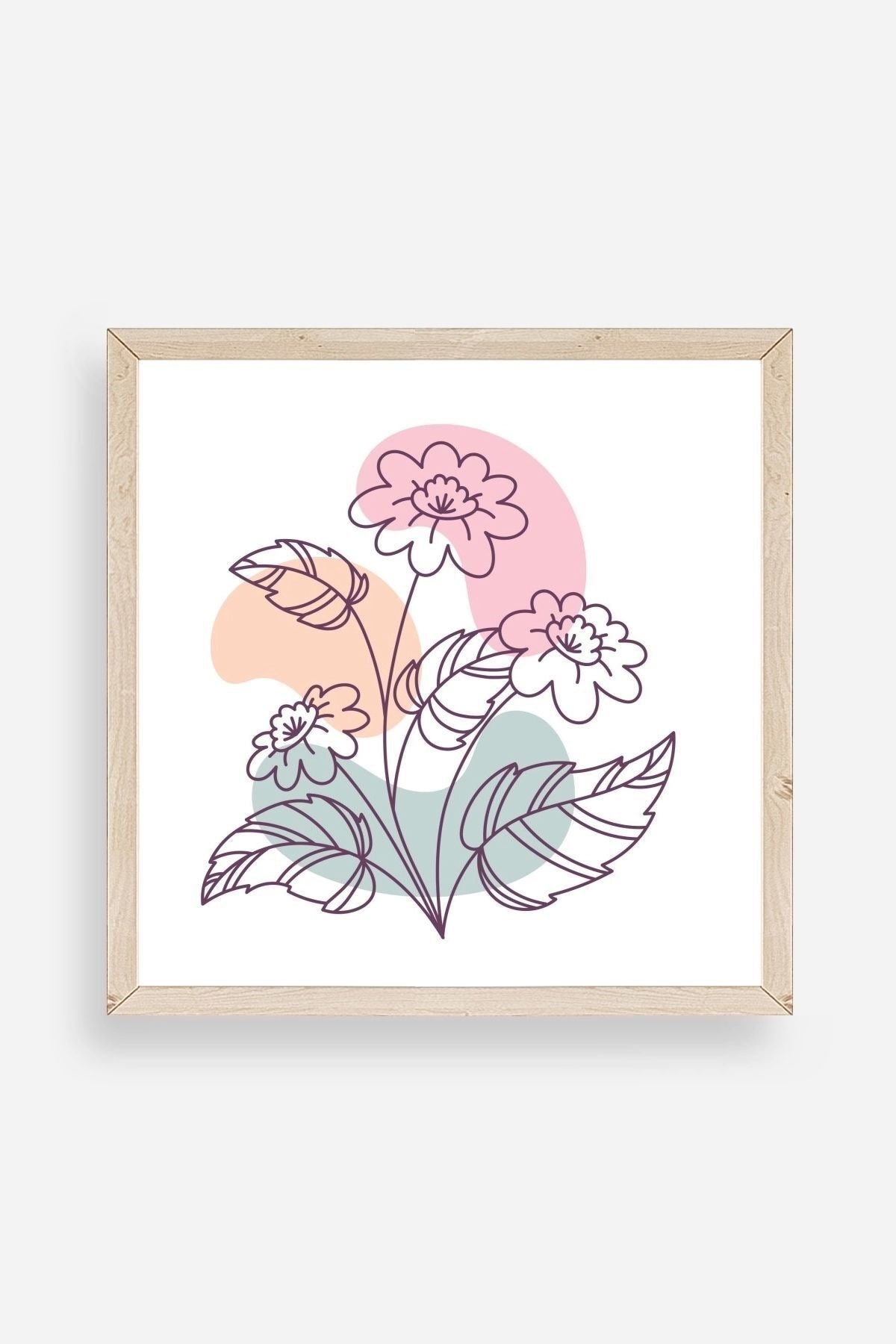 Çiçek Ahşap Çerçeveli Tablo 50 x 50