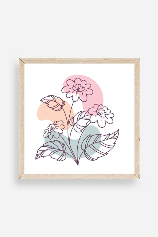 Çiçek Ahşap Çerçeveli Tablo 50 x 50