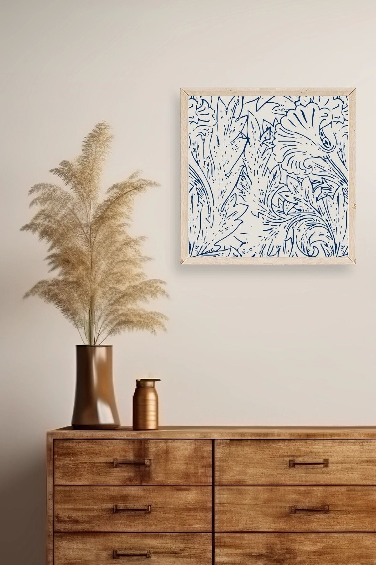 Yaprak Ahşap Çerçeveli Tablo 50 x 50