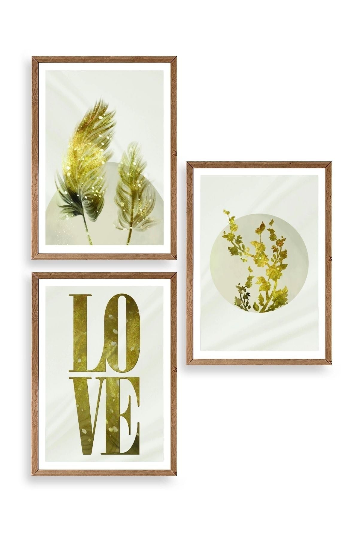 Manzara Üçlü Ahşap Çerçeveli Tablo 17 x 23