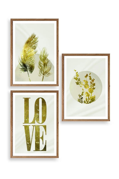 Manzara Üçlü Ahşap Çerçeveli Tablo 17 x 23