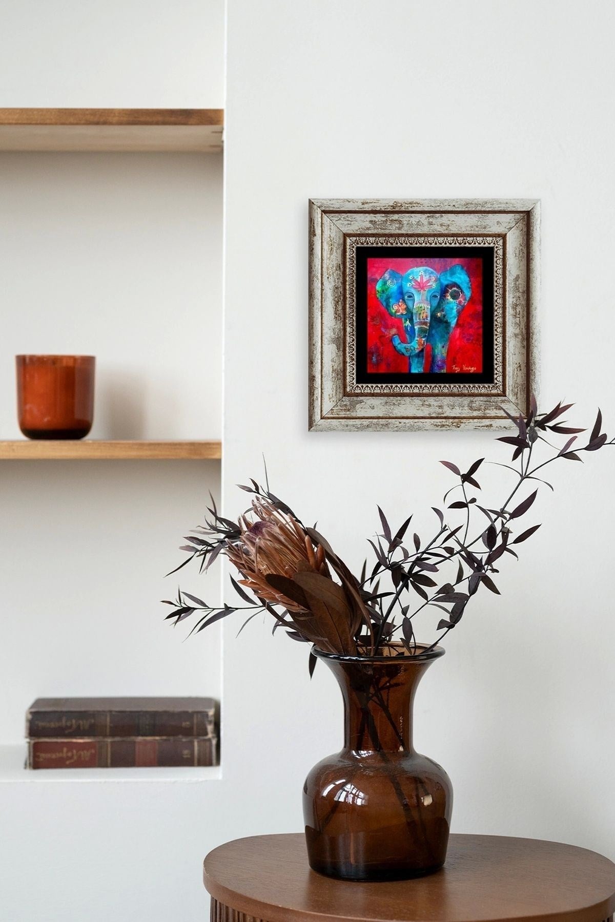 Fil Çerçeveli Taş Tablo 20 cm