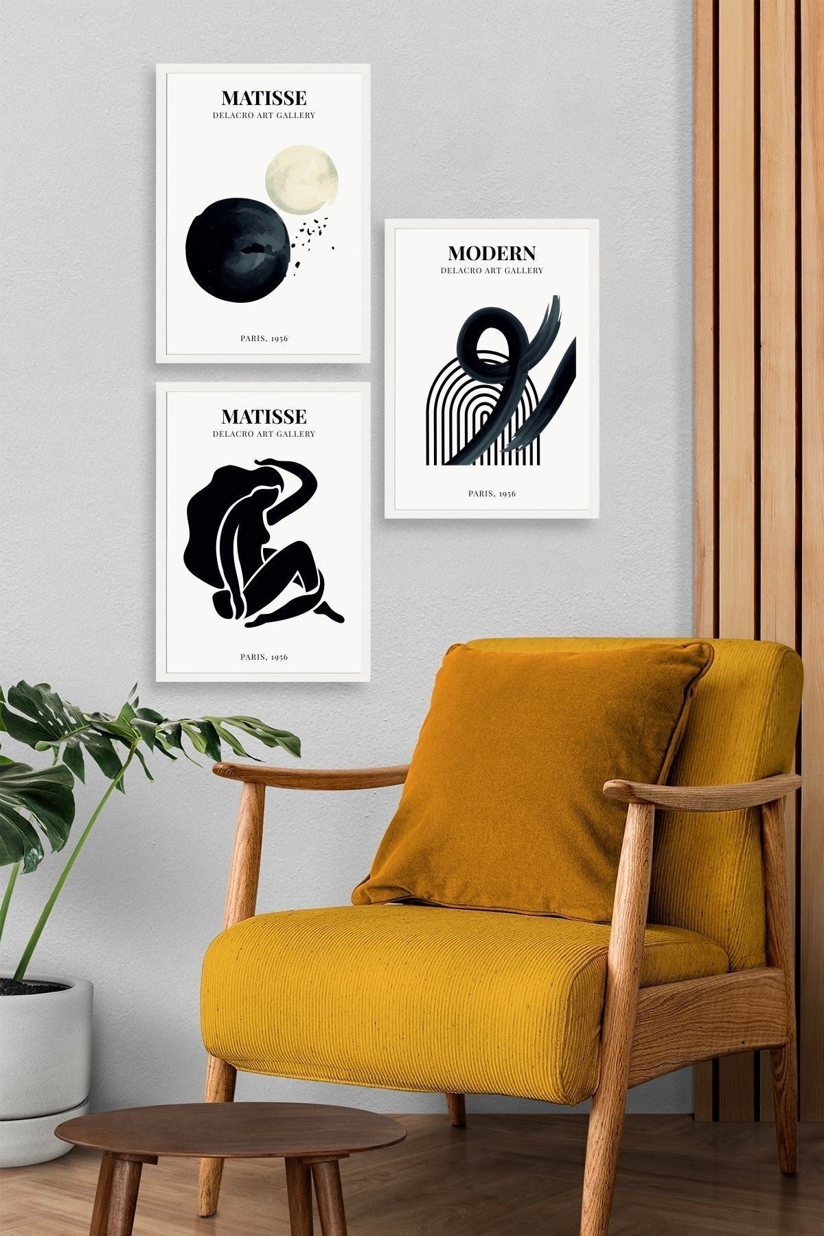 Matisse Üçlü Ahşap Çerçeveli Tablo 50 x 70