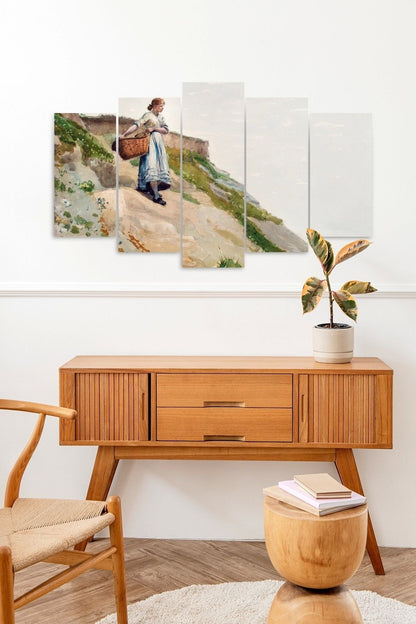 Kadın Manzarası 5 Parçalı Mdf Tablo 60 x 100