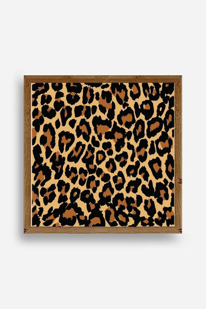 Leopar Deseni Ahşap Çerçeveli Tablo 50 x 50