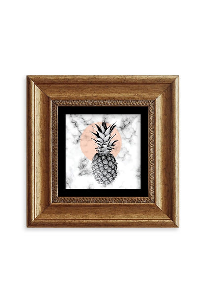 Ananas Çerçeveli Taş Tablo 20 cm