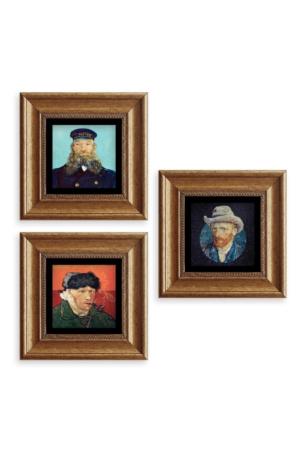 Van Gogh 3 lü Set Çerçeveli Taş Tablo 20 cm