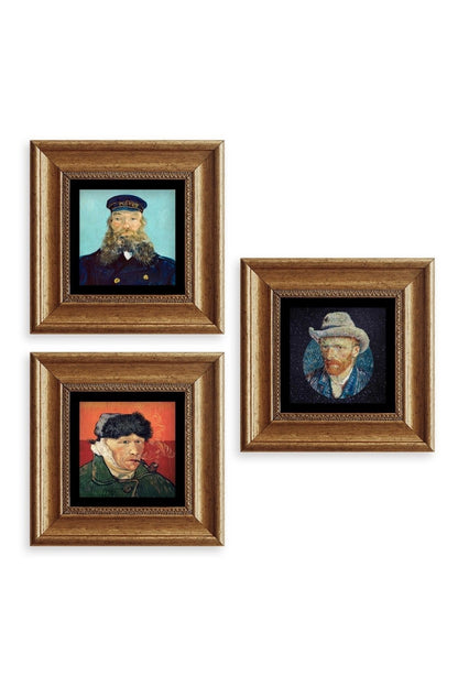 Van Gogh 3 lü Set Çerçeveli Taş Tablo 20 cm