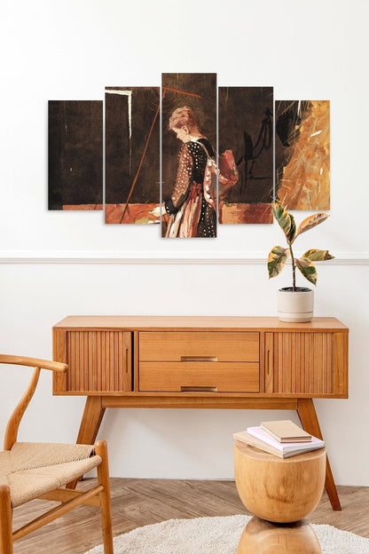 Kadın Manzarası 5 Parçalı Mdf Tablo 60 x 100