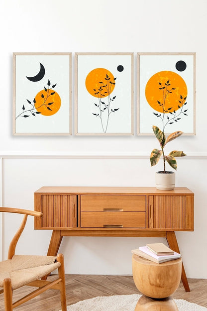 Manzara Üçlü Ahşap Çerçeveli Tablo 30 x 42