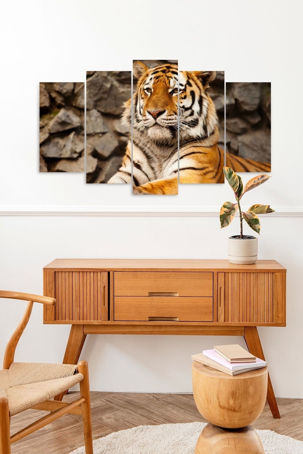 Kaplan Portresi 5 Parçalı Mdf Tablo 60 x 100