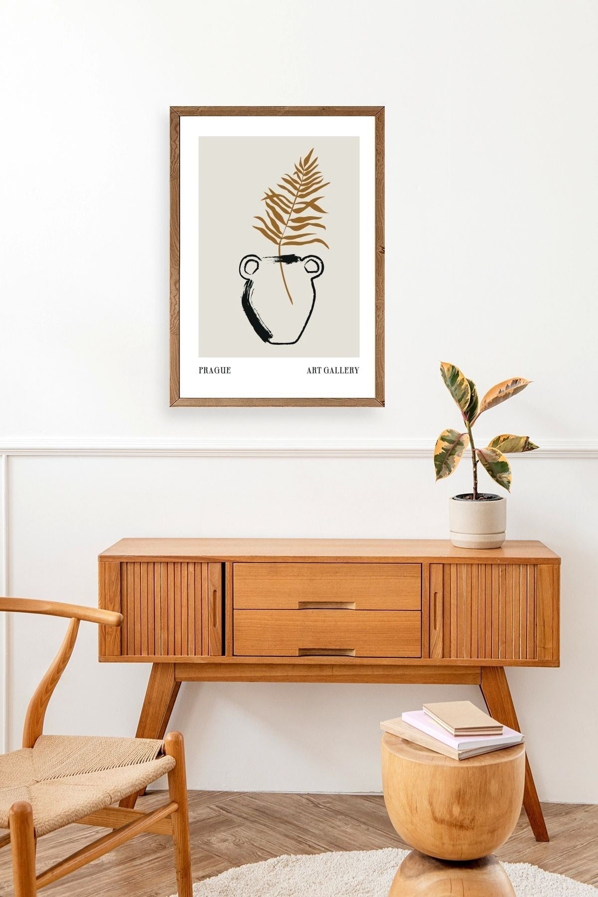 Vazo Ahşap Çerçeveli Tablo 50 x 70