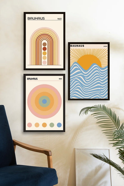 Bauhaus Üçlü Ahşap Çerçeveli Tablo 40 x 60