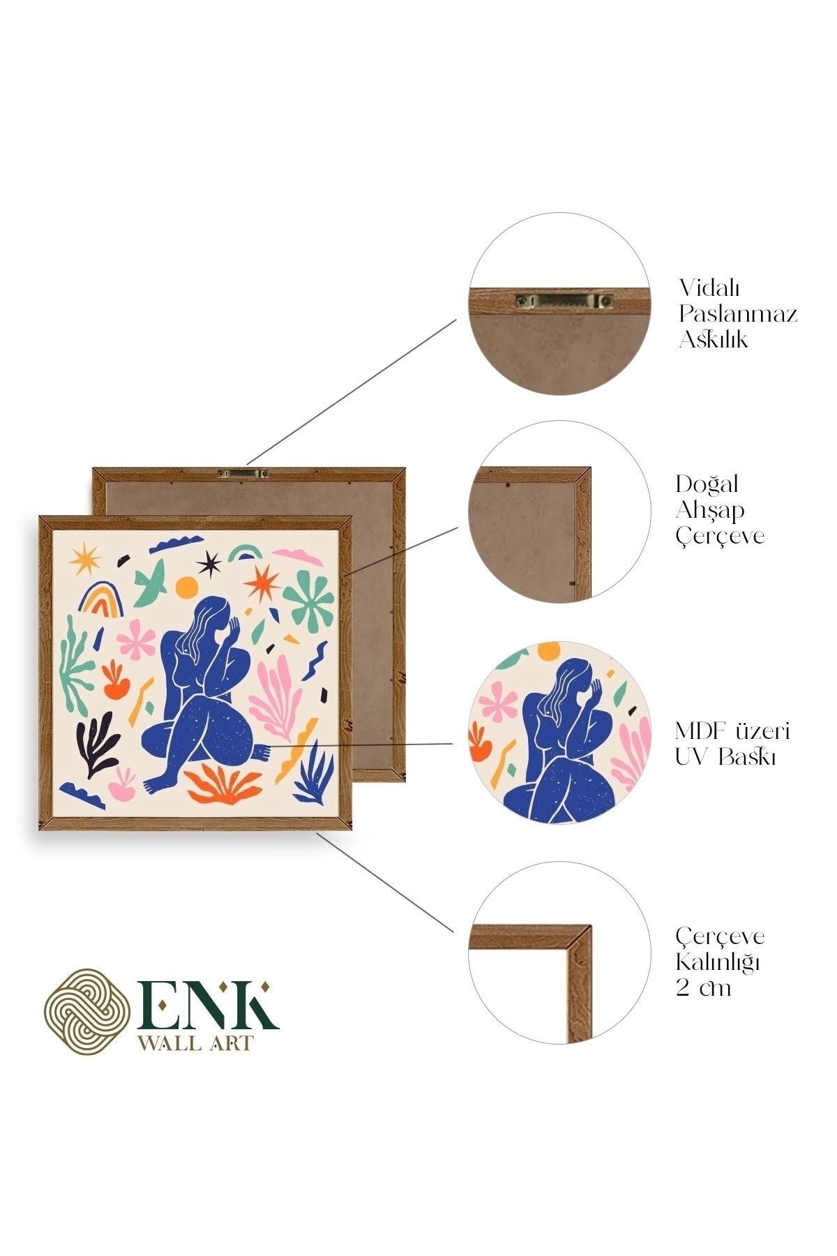 Kadın Ahşap Çerçeveli Tablo 50 x 50