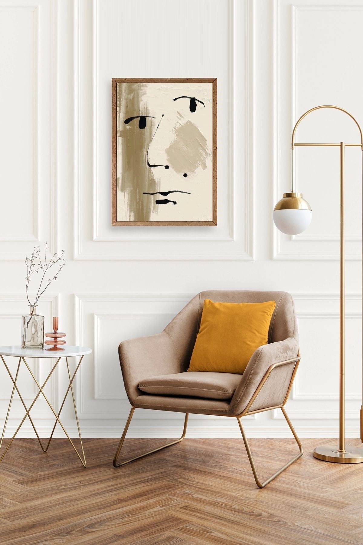 Soyut Yüz Ahşap Çerçeveli Tablo 30 x 42