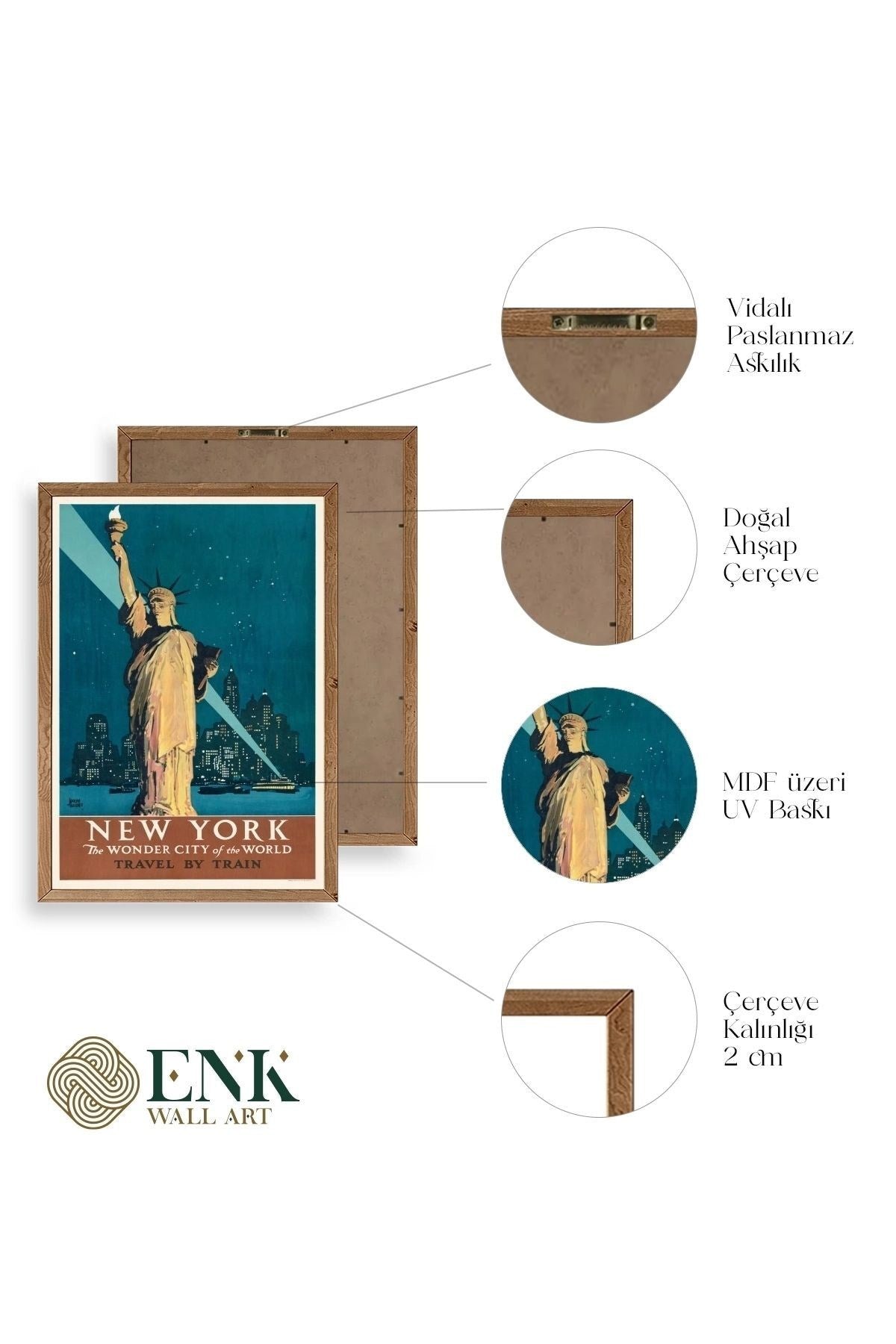 New York Ahşap Çerçeveli Tablo 50 x 70