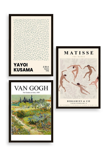 Ünlü Tablolar Üçlü Ahşap Çerçeveli Tablo 40 x 60