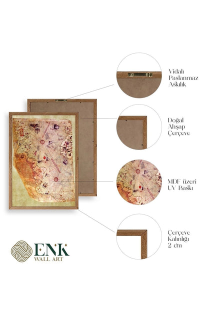 Harita Ahşap Çerçeveli Tablo 17 x 23